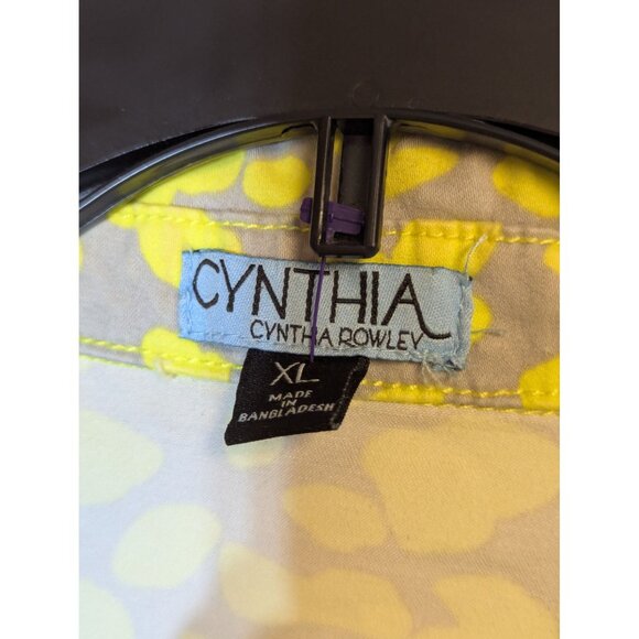 Cynthia Rowley Womens Yellow & Gray Abstract Print Jacket XL Cotton Blend - Picture 3 of 6